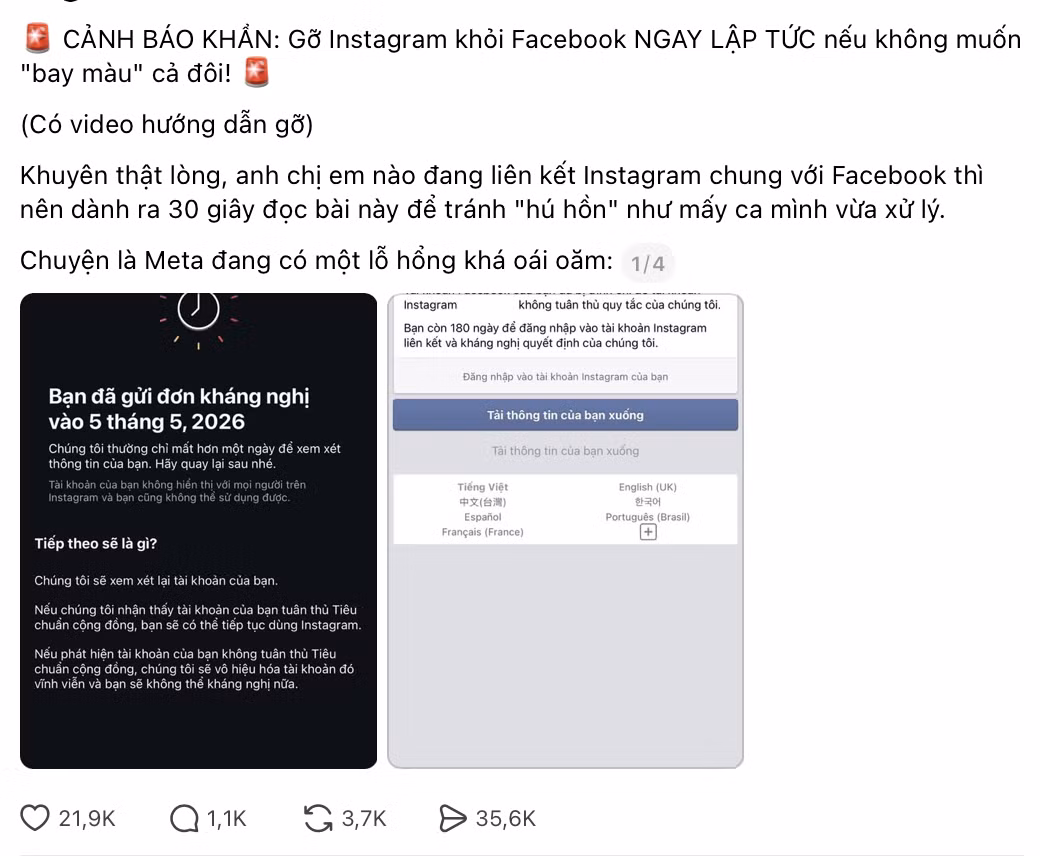 Xuất hiện hàng loạt bài đăng cảnh báo trên mạng xã hội.