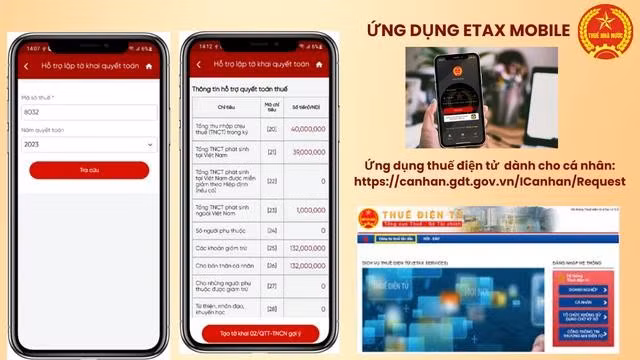 Hỗ trợ lập tờ khai quyết toán trên eTax Mobile và Cổng thông tin điện tử của cơ quan thuế.