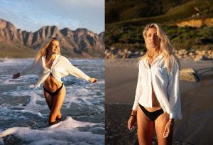 Mỹ nhân điền kinh đẹp nhất thế giới, mặc áo sơ mi hững hờ để lộ bikini