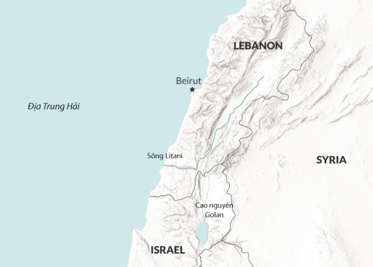 Vị trí Israel, Lebanon và sông Litani. Đồ họa: RANE