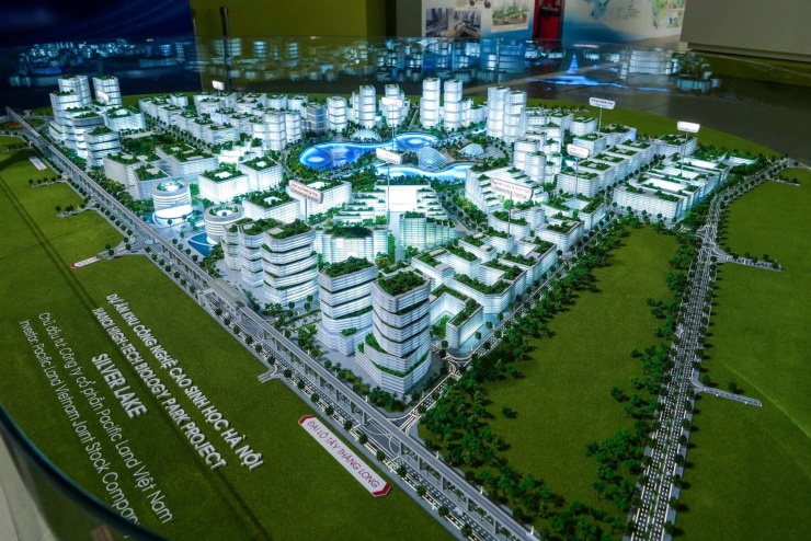 Trong ảnh là sa bàn dự án Khu công nghệ cao sinh học Hà Nội. Ảnh Nguyễn Thắng.