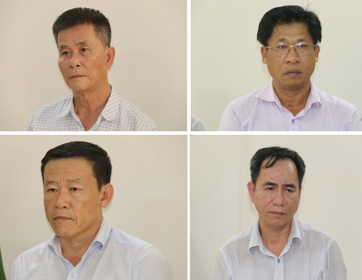 4 bị can trong bị trong vụ án hình sự vi phạm quy định về bồi thường, hỗ trợ, tái định cư khi Nhà nước thu hồi đất liên quan đến Dự án Điện hạt nhân Ninh Thuận 1. Ảnh: CAKH.