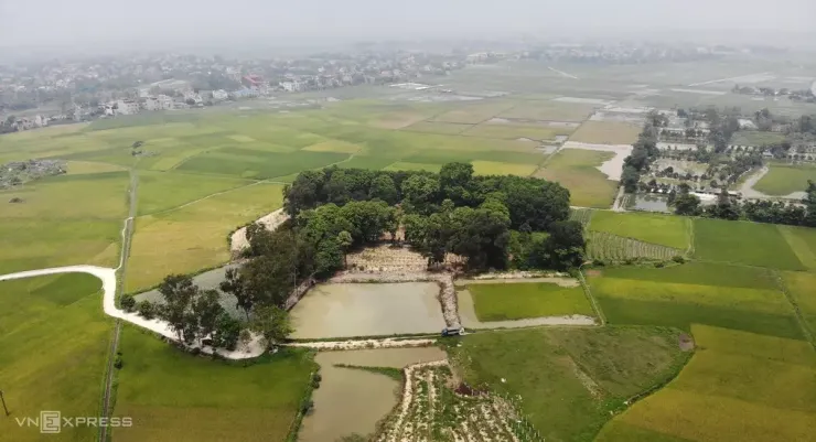 Đền thờ Nguyễn Văn Nghi nằm giữa cánh đồng rộng lớn tại phường Đông Tiến. Ảnh: Lê Hoàng