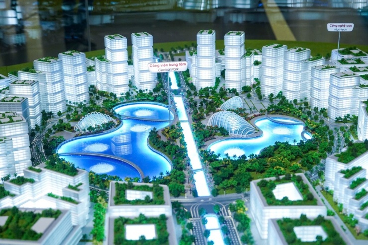 Một góc sa bàn quy hoạch Thủ đô Hà Nội tầm nhìn 100 năm. Ảnh: Hoàng Phong