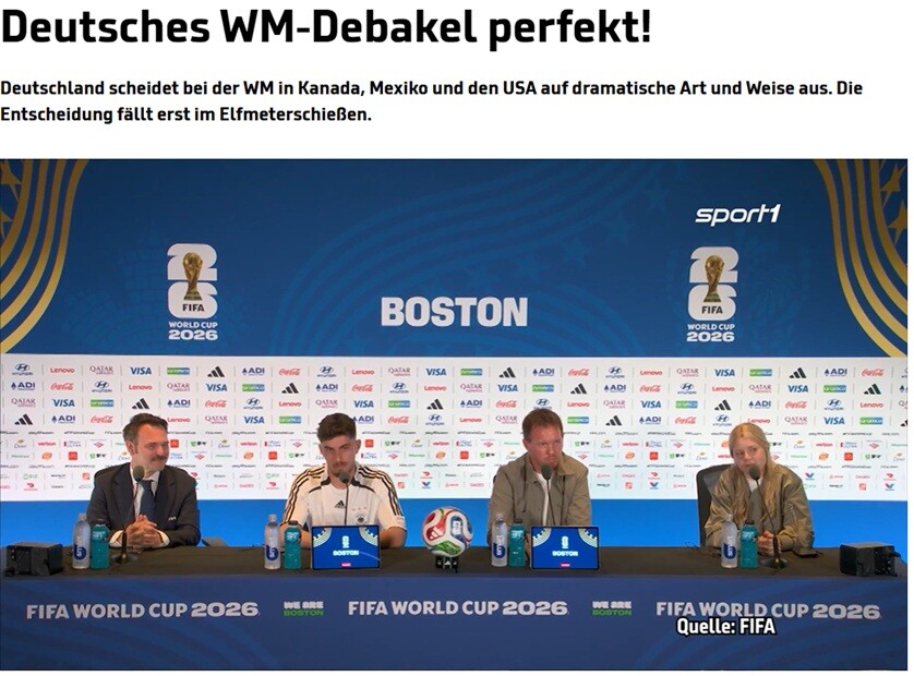"Thảm họa" được tờ Sport1 dùng để miêu tả trận thua của ĐT Đức