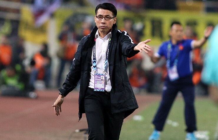 HLV Tan Cheng Hoe ở trận chung kết AFF Cup 2018 giữa ĐT Việt Nam và ĐT Malaysia.