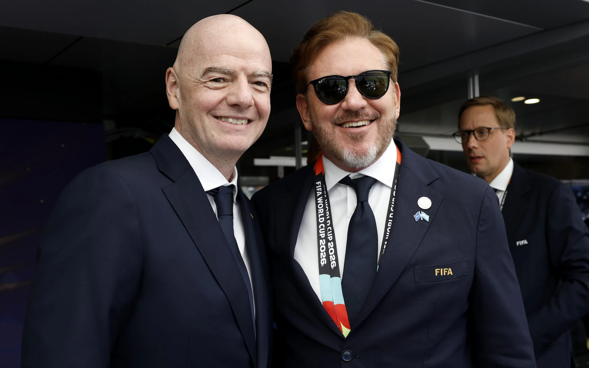Chủ tịch FIFA Gianni Infantino và chủ tịch CONMEBOL Alejandro Dominguez