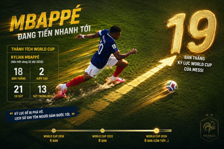 Mbappe đang tiến tới kỷ lục của Messi với tốc độ đáng sợ!