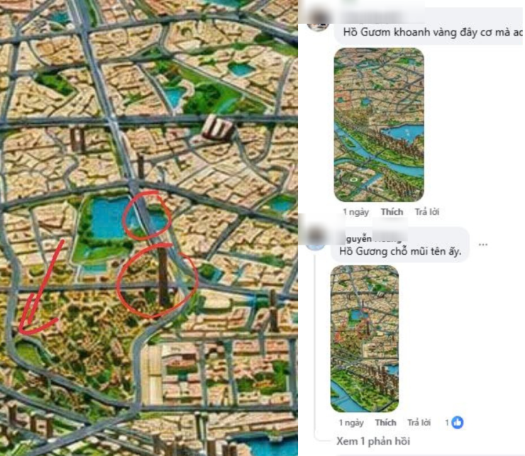 Nhiều bình luận cho rằng công trình cao tầng nằm tại khu vực hồ Bảy Mẫu, Công viên Thống Nhất.