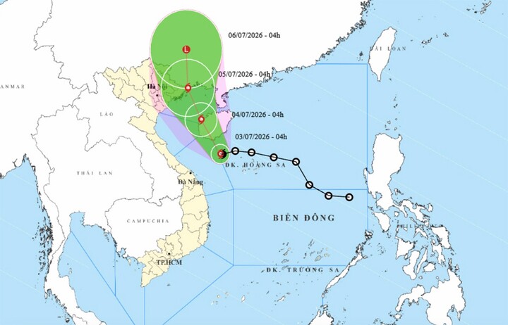 Bản đồ dự báo đường đi, khu vực ảnh hưởng của bão số 1 Maysak. (Nguồn: NCHMF)