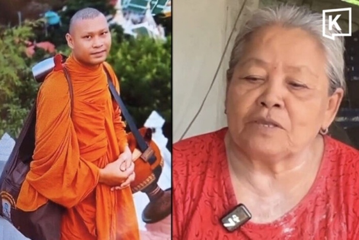 Nhà sư Khamsing Chailert và mẹ. Ảnh: Khaosod English