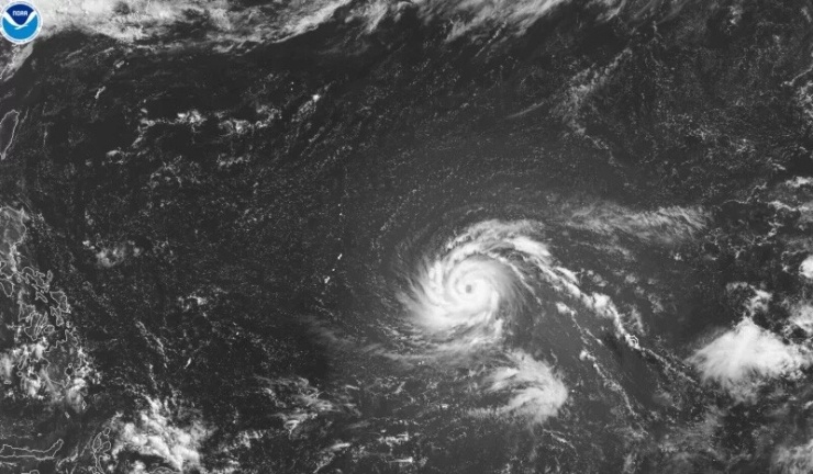 Vị trí bão Bavi ở phía đông đảo Guam tại Thái Bình Dương, ngày 3/7/2026. Ảnh: NOAA