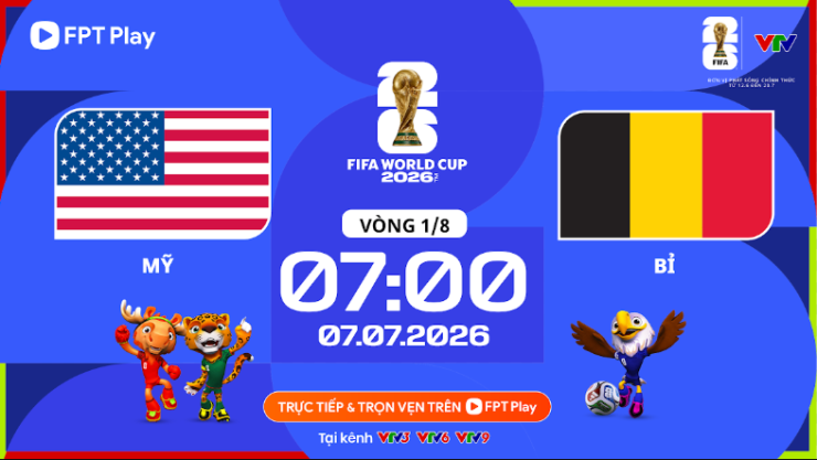 Mỹ vs Bỉ. Ảnh: FPT Play