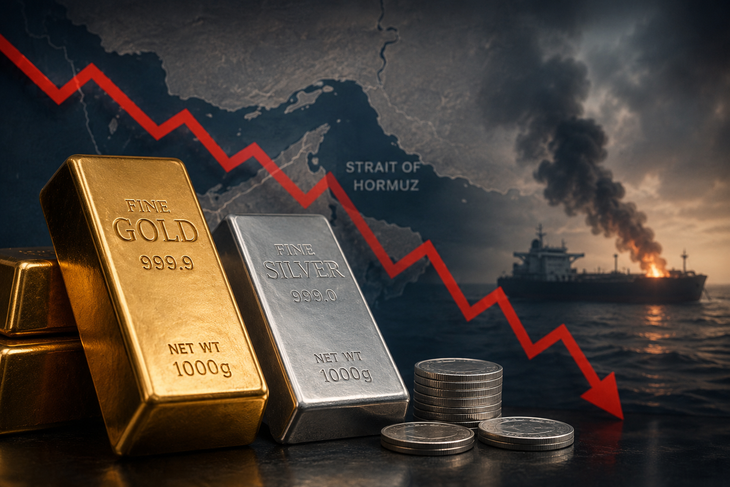 Giá vàng, bạc thế giới lao dốc do tình hình eo biển Hormuz nóng trở lại.
