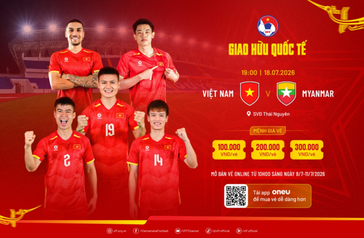 Thông báo bán vé trận đấu giao hữu quốc tế giữa ĐT Việt Nam và ĐT Myanmar