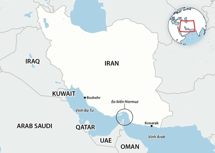 Vị trí thành phố Bushehr và Konarak. Đồ họa: Guardian