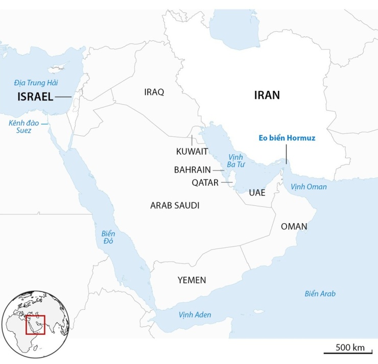 Vị trí Iran và các nước lân cận. Đồ họa: Guardian