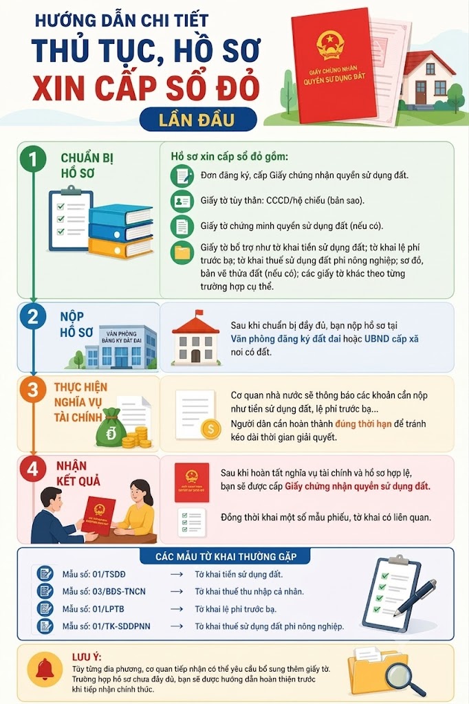 Các bước đơn giản để được cấp sổ đỏ lần đầu năm 2026.