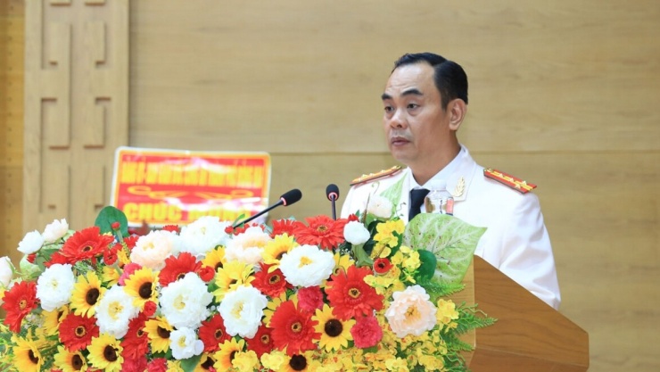  Đại tá Trần Trọng Thủy, Phó Giám đốc Công an thành phố phát biểu nhận nhiệm vụ