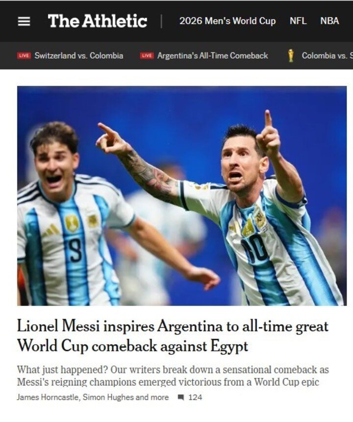 The Athletic cũng đặc biệt khen ngợi Messi