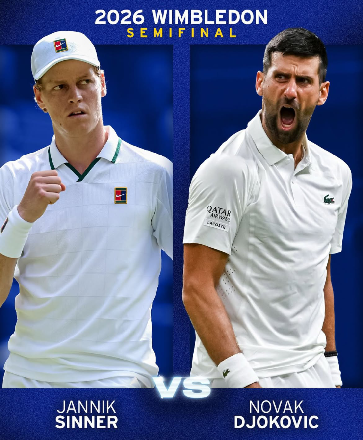 Djokovic muốn chạm tới danh hiệu thứ 8 ở Wimbledon thì cần phải hạ Sinner ở bán kết