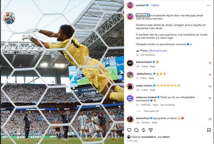 Vozinha chia sẻ hình ảnh của mình tại World Cup 2026.