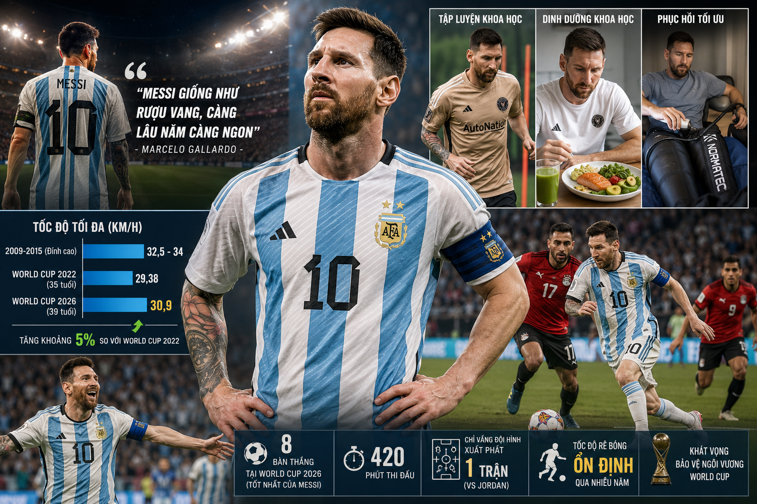 "Messi giống như rượu vang, càng lâu năm càng ngon" - HLV Marcelo Gallardo