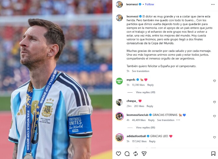 Messi phá vỡ sự im lặng bằng "tâm thư" nói về thất bại ở chung kết World Cup