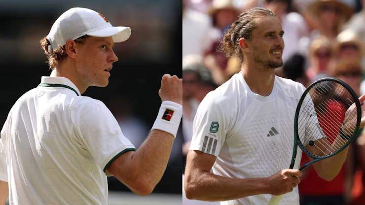 Trận chung kết Wimbledon 2026 là trận đấu giữa hai hạt giống hàng đầu đơn nam: Sinner (trái) và Zverev (phải)
