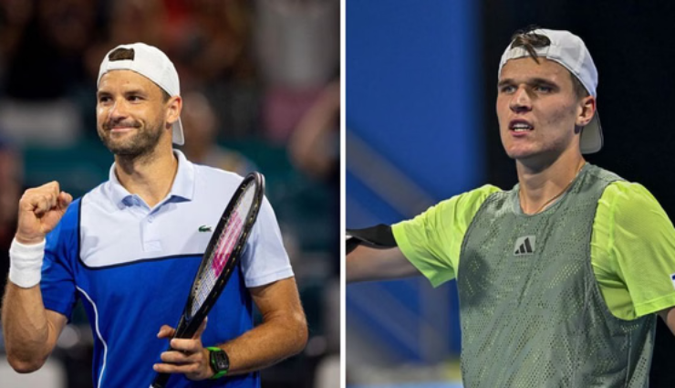 “Tiểu Federer” Dimitrov (bên trái) đang tìm lại phong độ, Mensik (bên phải) đối mặt bài test sân cỏ cực khó