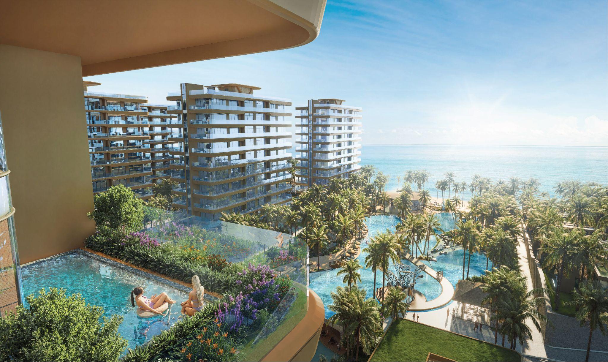 Tầm nhìn panorama hướng biển Chí Linh khoáng đạt và đón trọn sinh khí từ ban công căn hộ.