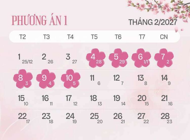 Dự kiến các ngày nghỉ lễ Tết năm 2027 - 1