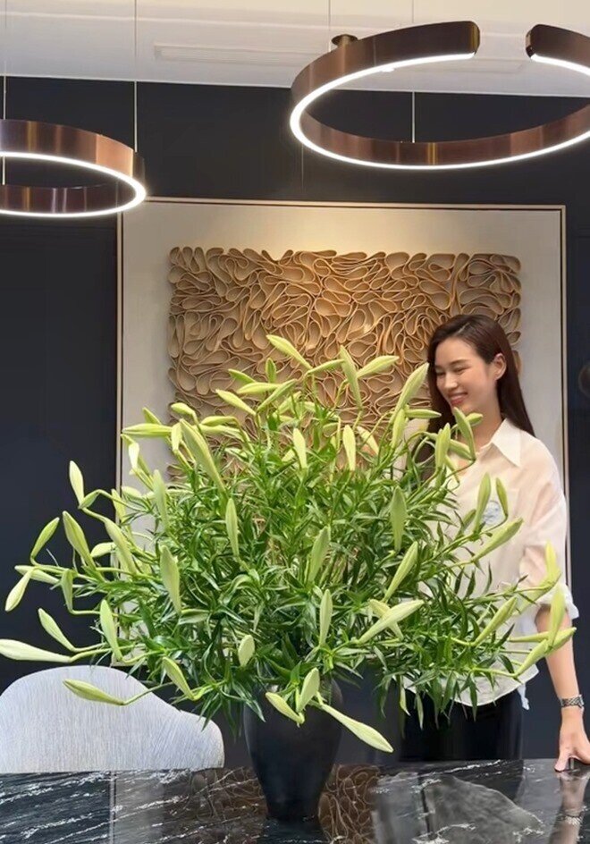 Hoa hậu Đỗ Thị Hà khoe bình hoa loa kèn gây sốt, dân mạng tranh luận một chi tiết - 6