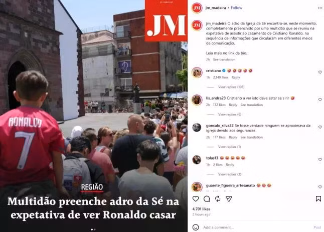 Ronaldo thả mặt cười dưới bản tin về tình huống hy hữu ở Funchal.