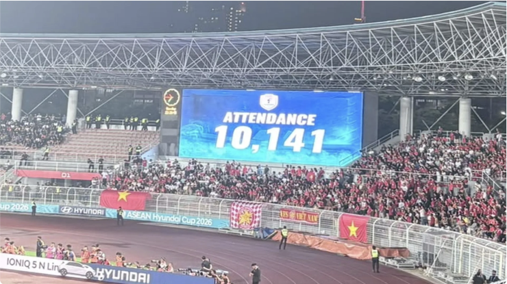 Có hơn 10.000 khán giả tới sân sân Kuala Lumpur theo dõi trận đấu giữa ĐT Malaysia và ĐT Việt Nam tại bán kết lượt đi ASEAN Cup 2026. Ảnh: Stadiumastro