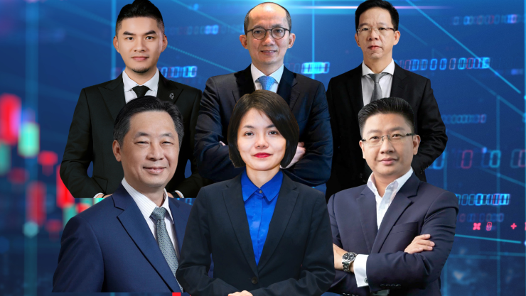 Từ trên xuống và từ trái sang: Ông Nguyễn Đức Quân Tùng, ông Lê Minh Tài, ông Nhâm Hà Hải, ông Trịnh Hoài Giang, bà Tôn Minh Phương và ông Nguyễn Duy Linh. Đồ họa: Trọng Hiếu