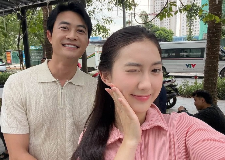 Thanh Tâm và Tiến Lộc ở hậu trường phim.&nbsp;