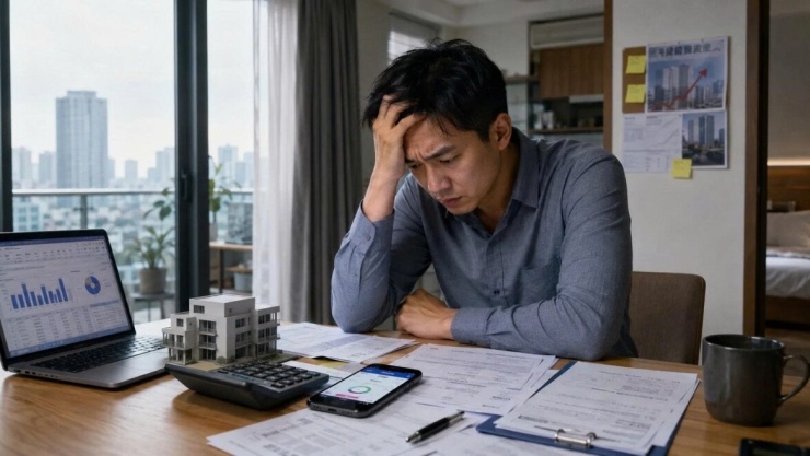 Lãi suất thả nổi tăng cao khiến nhiều nhà đầu tư bất động sản dùng đòn bẩy rơi vào áp lực trả nợ (Ảnh minh họa: ChatGPT)