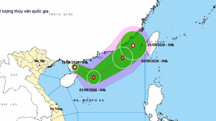 Vị trí và hướng di chuyển của áp thấp nhiệt đới