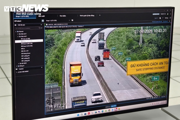 Thông qua hệ thống camera giám sát trên cao tốc, lực lượng CSGT sẽ xác minh hình ảnh, địa điểm, tài xế vi phạm về khoảng cách an toàn.