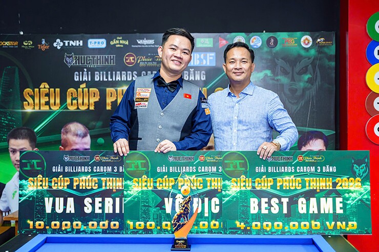 Bao Phương Vinh giành chức vô địch 100 triệu đồng, lập hat-trick danh hiệu