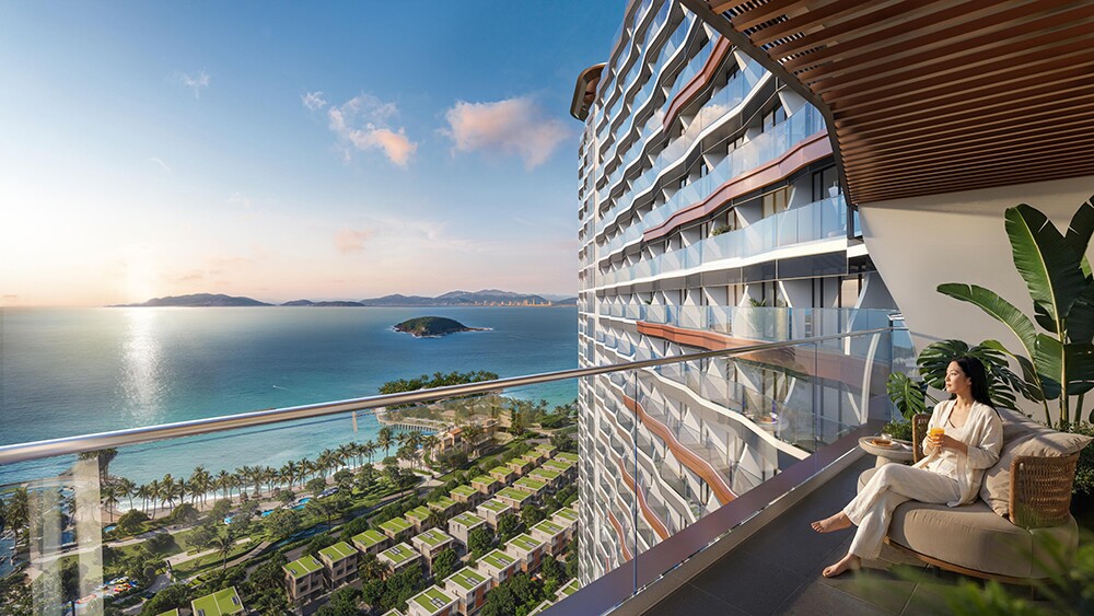 Phối cảnh tầm nhìn ban ngày từ căn hộ Alora Nha Trang.