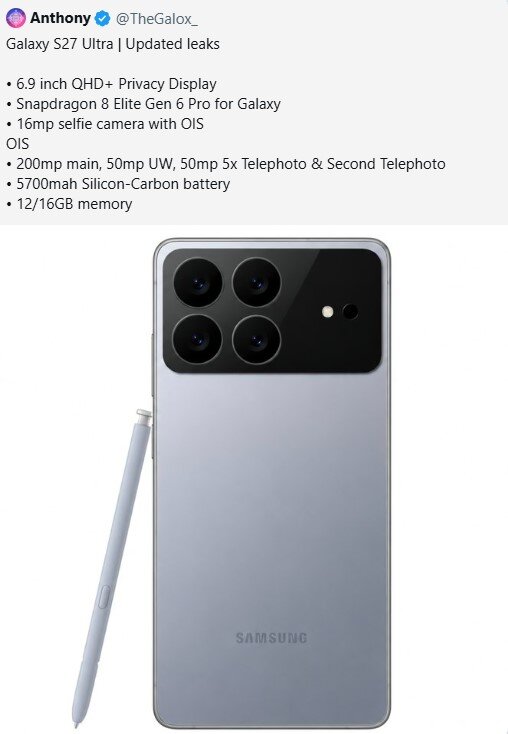 Tin đồn về&nbsp;Galaxy S27 Ultra.