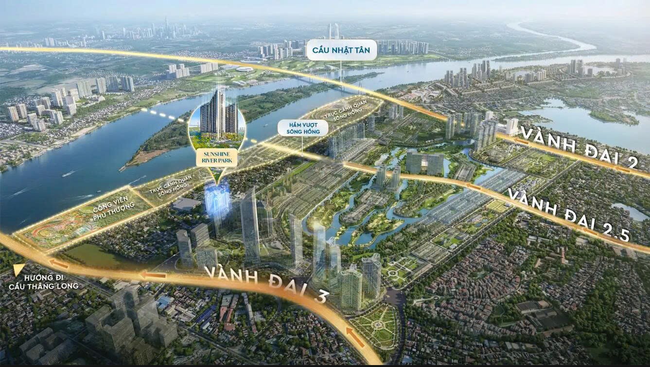 Sunshine River Park gây ấn tượng với ba mặt hướng sông và trực diện đại lộ cảnh quan sông Hồng