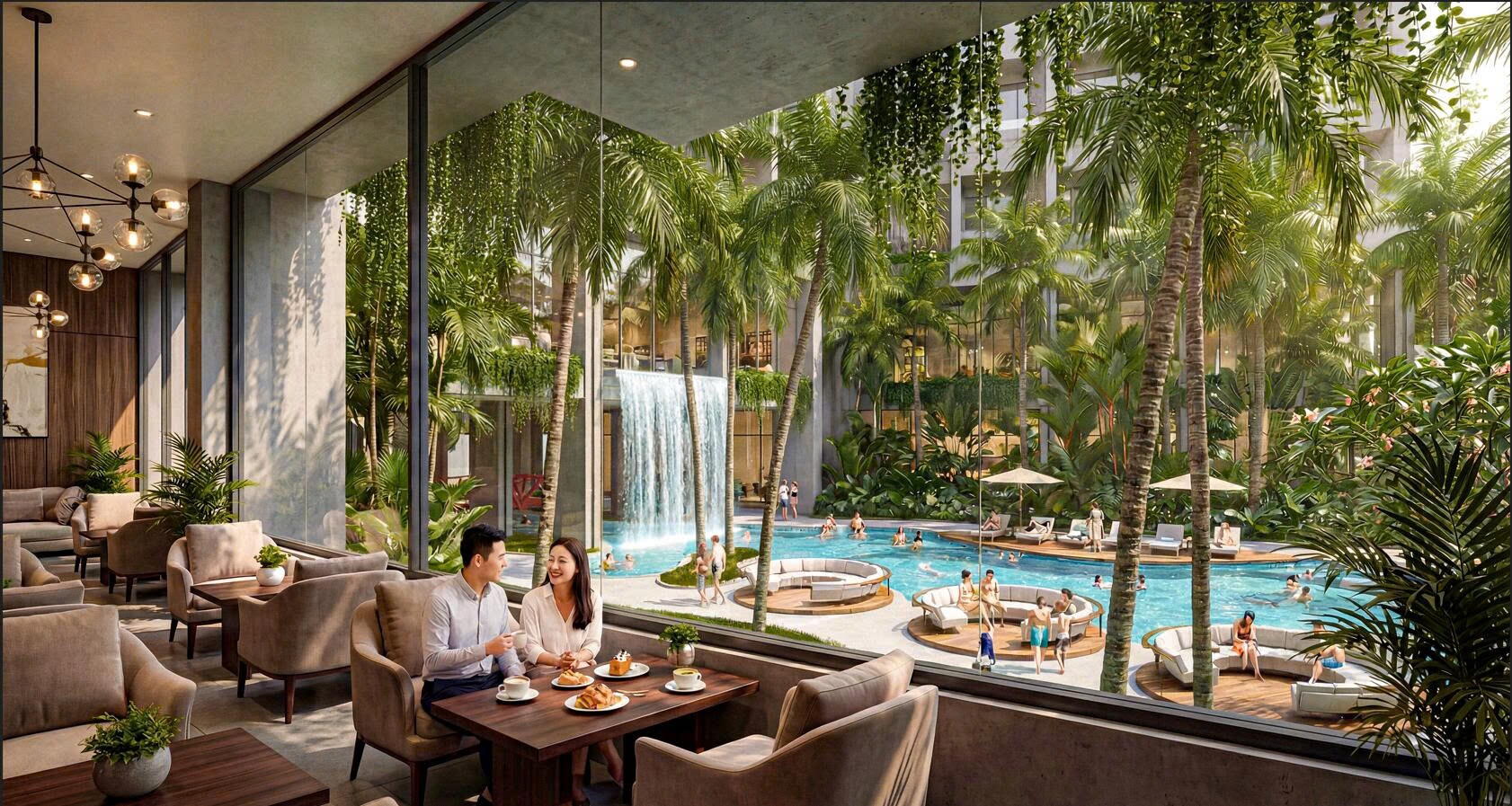 Khởi đầu ngày mới tràn đầy năng lượng bên ly café và không gian xanh mát.