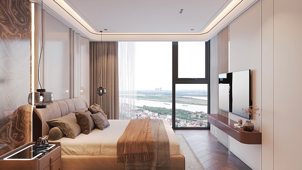 Khoảng lặng riêng tư trong phòng ngủ với thiết bị hoàn thiện chỉn chu
