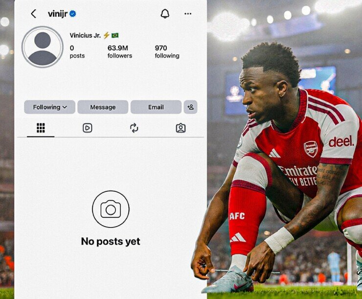 Vinicius bất ngờ xóa hoặc ẩn toàn bộ bài đăng, ảnh đại diện trên tài khoản Instagram cá nhân