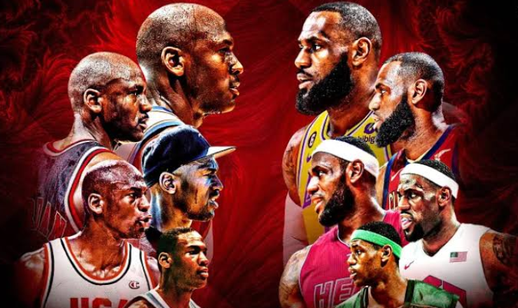 Jordan (bên trái) và LeBron (bên phải) hai huyền thoại đỉnh cao của bóng rổ Mỹ 