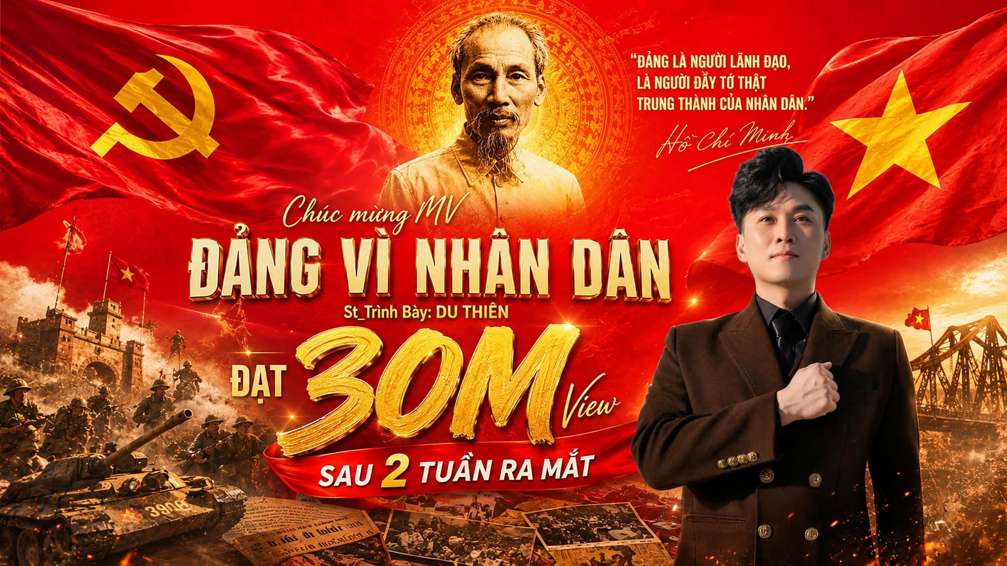 MV “Đảng Vì Nhân Dân” vượt mốc 30 triệu lượt xem trên YouTube sau khoảng 2 tuần phát hành.
