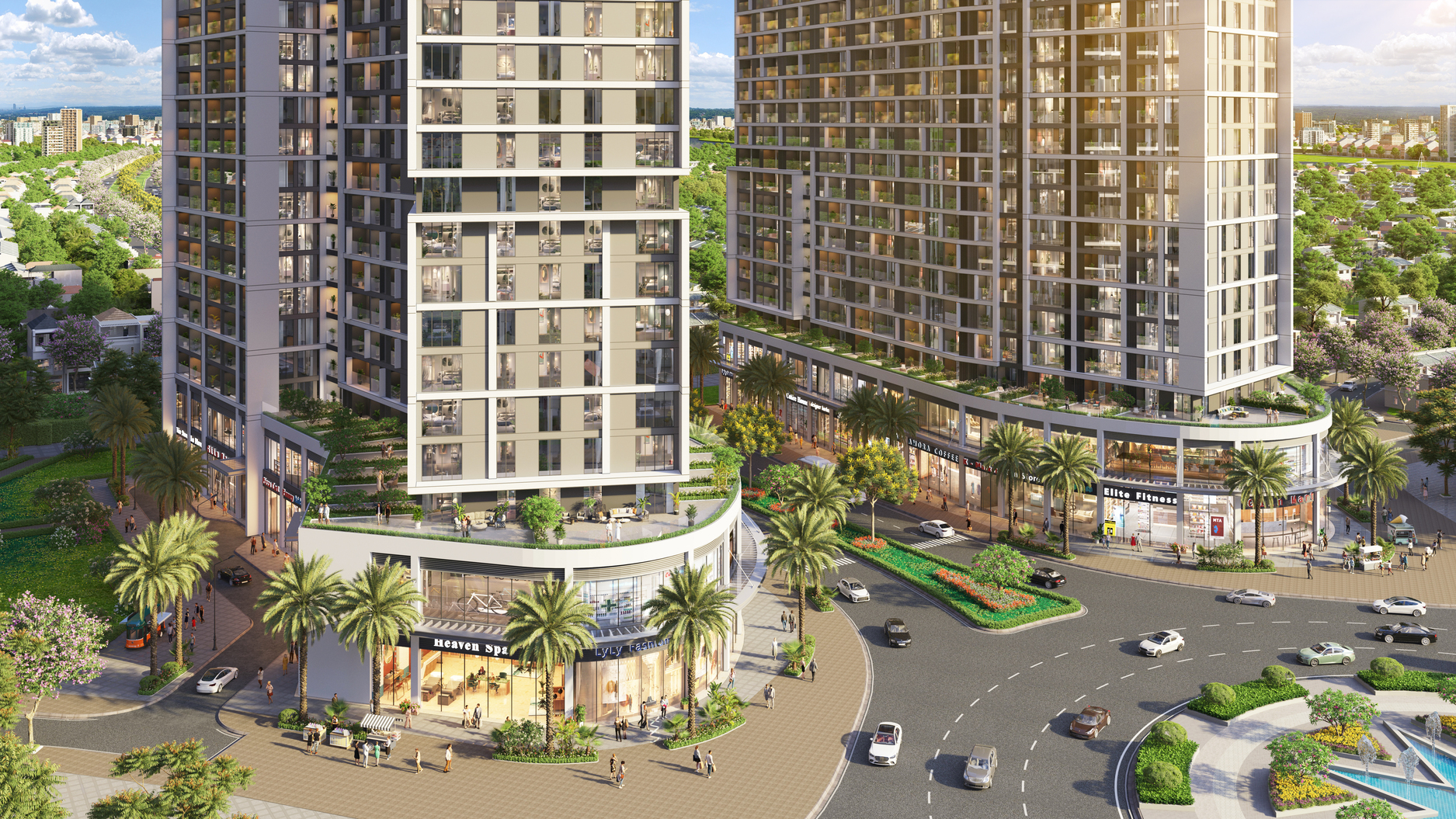 Chiều cao trần 7m cùng hệ kính tràn giúp shophouse khối đế tối ưu hiệu quả kinh doanh đa mô hình. Ảnh minh hoạ: Sun Property.